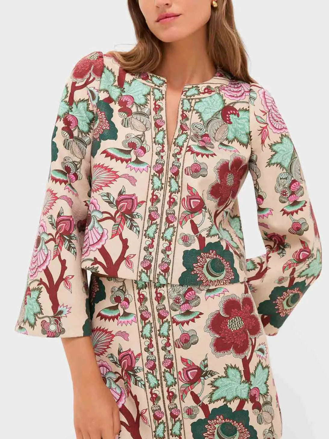 Exquisite Retro Floral Print Long-Sleeved Top