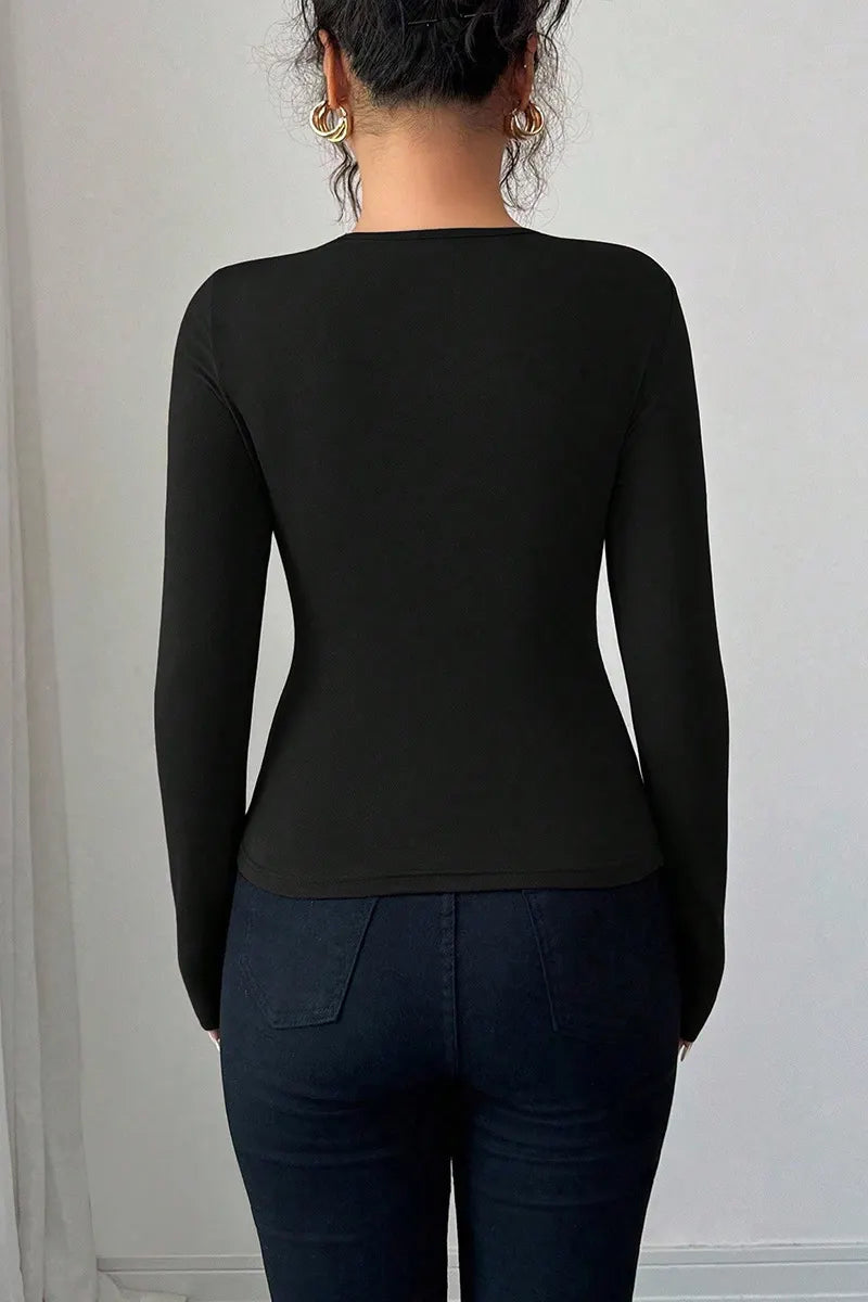 Lady's Asymmetric Hollow-Out Metal Decoration Top