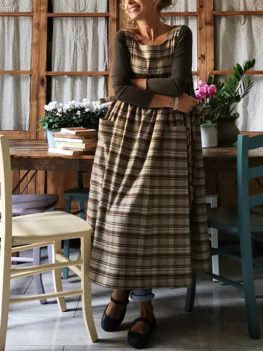 Brown Tartan Apron