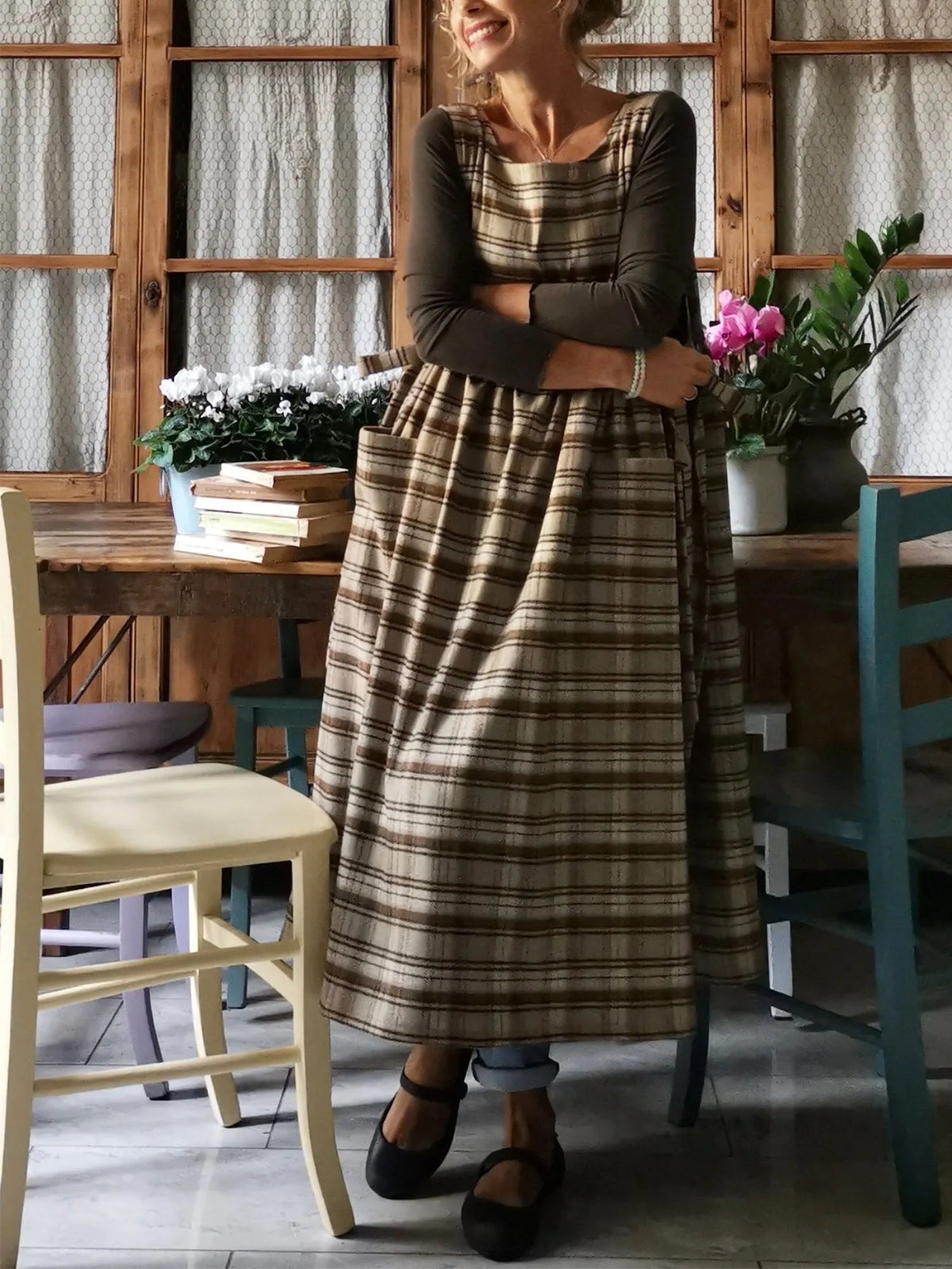 Brown Tartan Apron