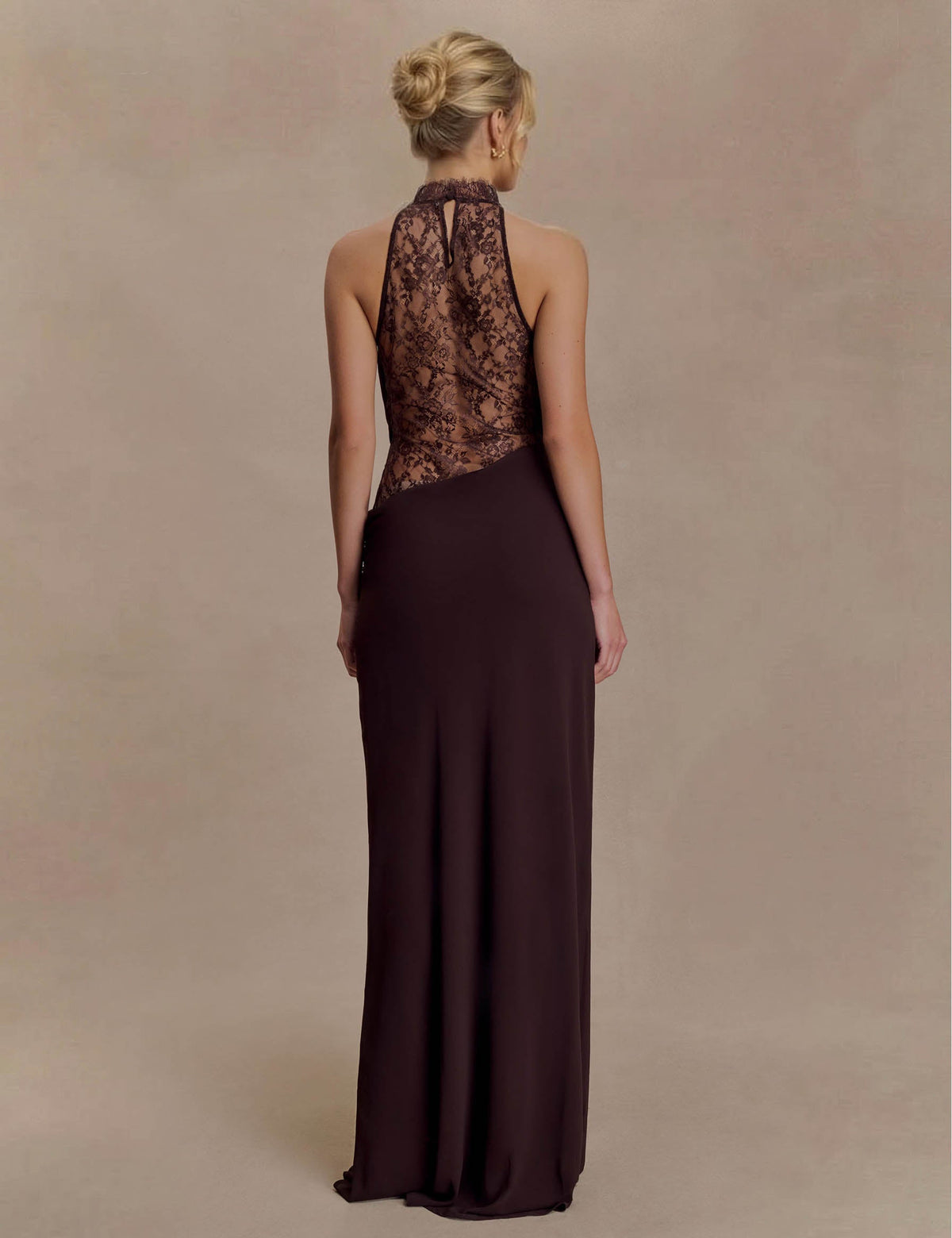 Elegant Chiffon Lace Spaghetti Strap Maxi Dress