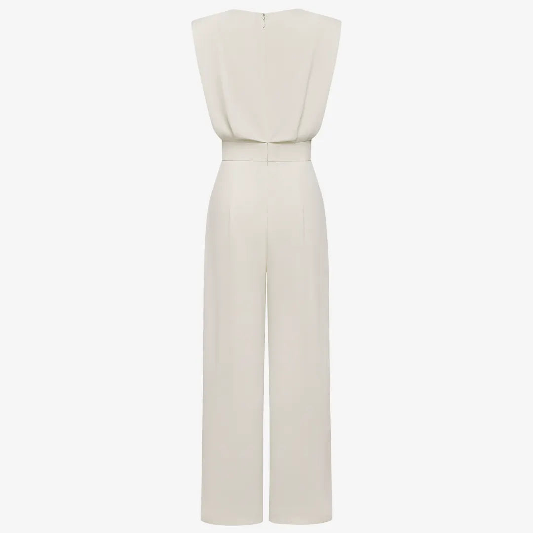 Tailored Sleeveless Jumpsuit with Pleated Detail
