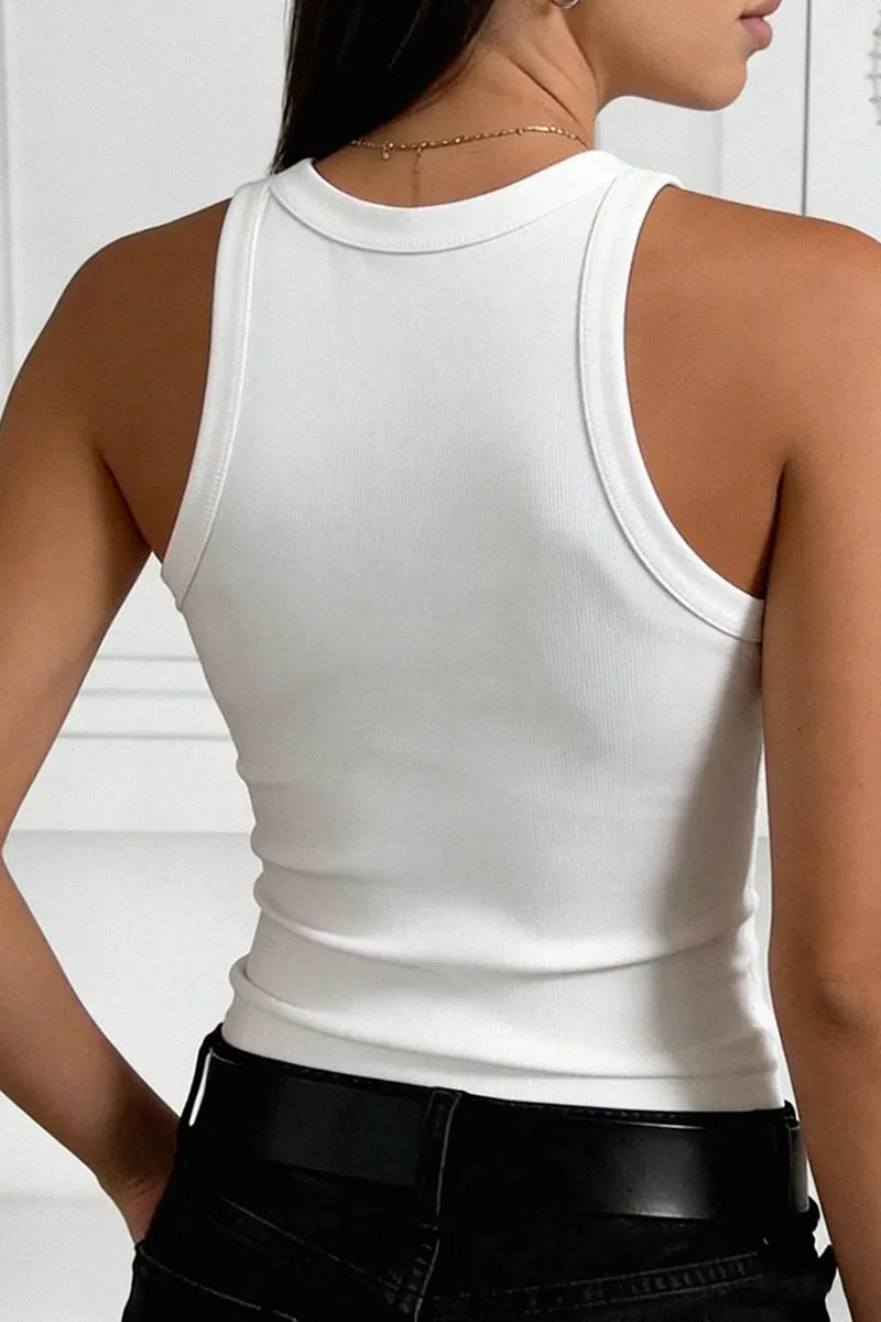 Ladies' Fashionable Casual Round Neck Wide Shoulder Strap Fashionable Casual Colorful Diamond Vest