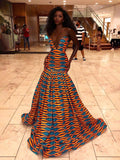Sexy Bohemian Peacock Print Off-Shoulder Maxi Dress