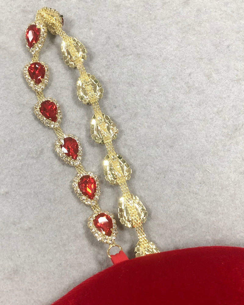 Bustier Detail Velvet Jumpsuit Red