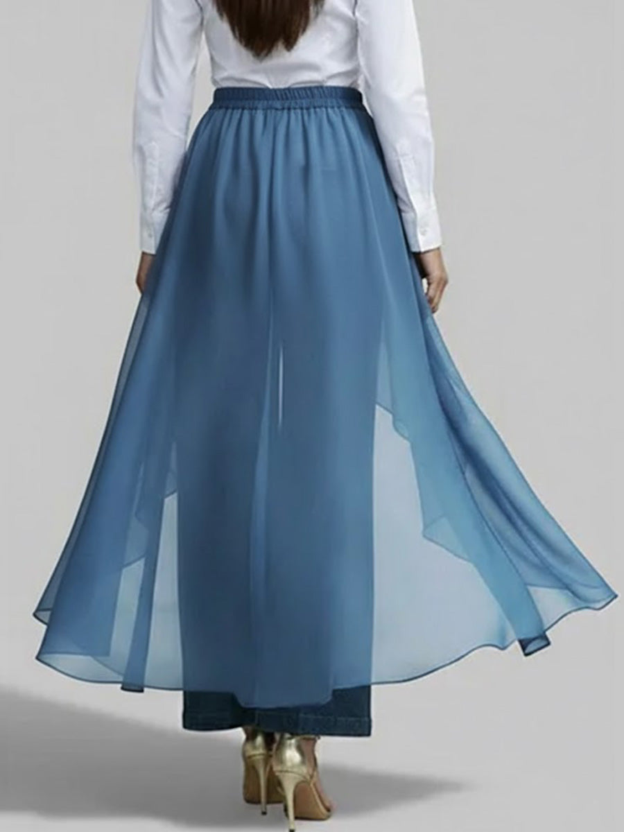 Women's High-waisted Casual Loose Chiffon Patchwork Jeans
