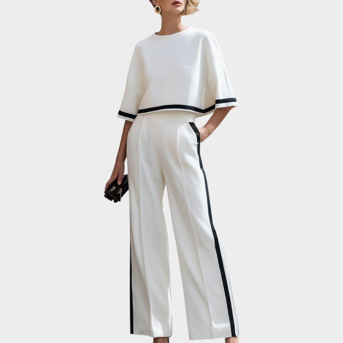 Modern Contrast Trim Two-Piece Set