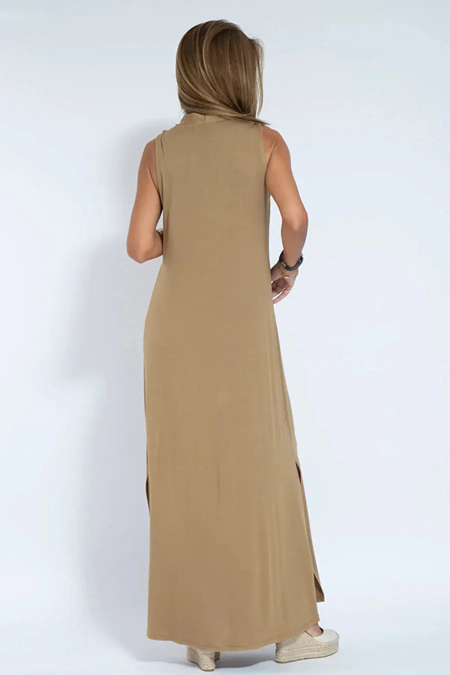Solid Color Sleeveless Maxi Dress