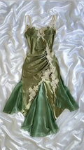 Olive Green Elegant Spaetti Strap Short Satin Lace Applique Homecoming Dress Prom Dress Party Dress Evening Dress