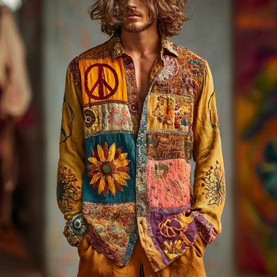 Hippie Bohemian Style Retro Style Men's Linen Shirt