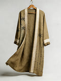 Retro Japanese Bamboo Patterned Linen Flowing Kimono