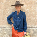 Blouse Small Polka Dots N. 18 - French Vintage Gathered Shirt with Mandarin Collar | Dadihouse