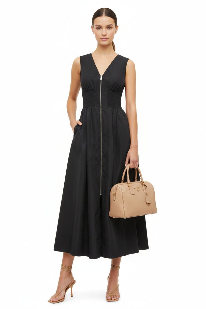 Two Way Zip Up Midi Dress