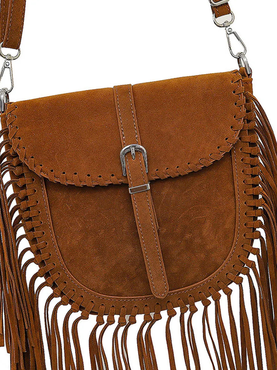 Vintage Bohemian Tassel Suede Shoulder Bag