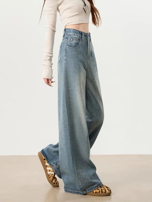 Rhinestone Wide Leg Jeans