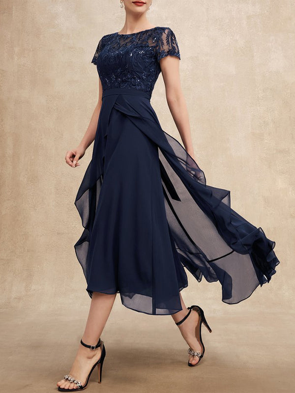Elegant Lace Chiffon Maxi Dress