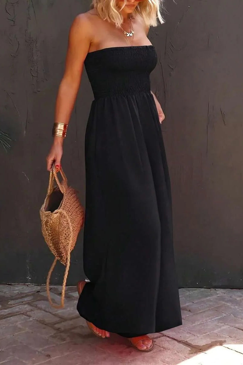 Women's Casual Vacation Stretch Strapless Jumpsuits