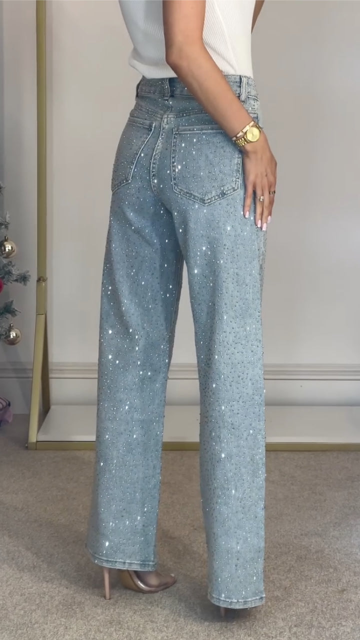 复制Textured Speckled Straight Leg Jeans