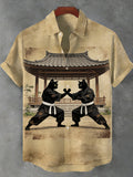 Men's Cat Print Short Sleeve Shirt