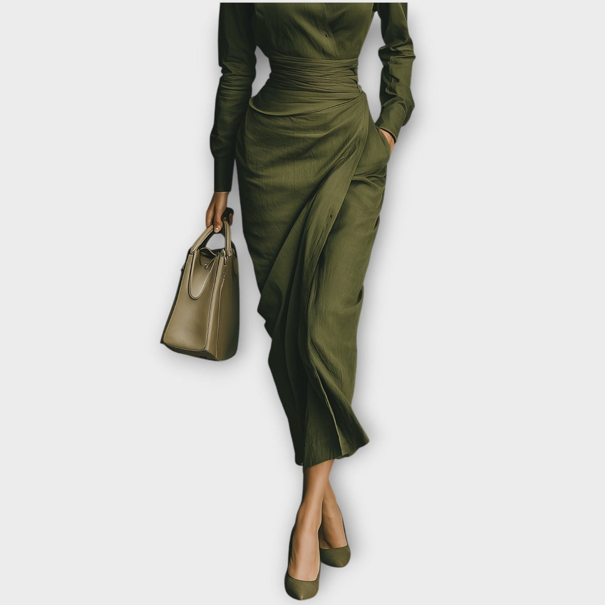 Sophisticated Wrap-Shirt Midi Dress