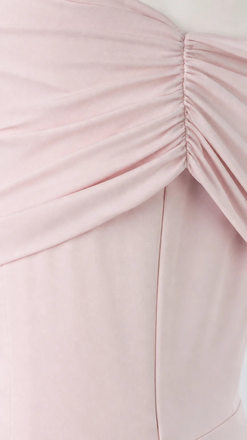 Asymmetrical Ruched Off-the-Shoulder Mermaid Evening Gown