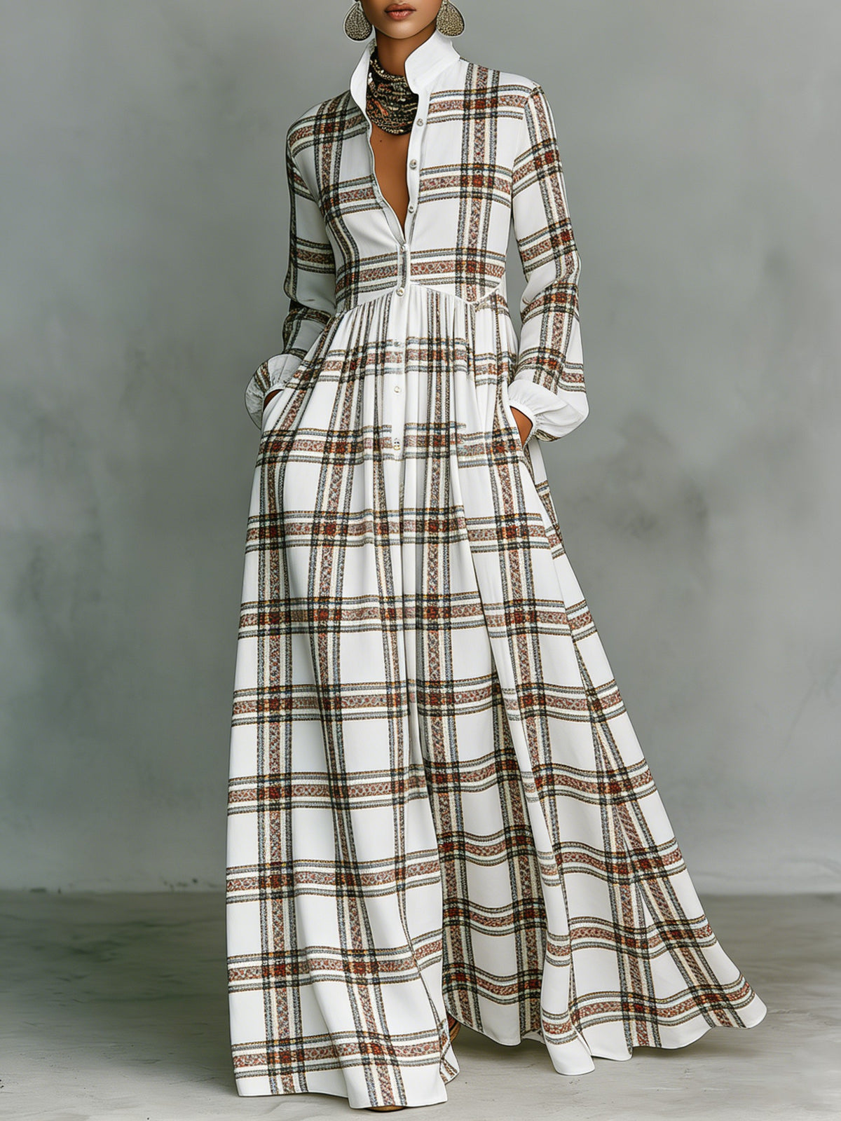 Women's Vintage print Elegant Romantic Vacation Maxi Dress