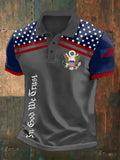 Men's Retro Independence Day In God We Trust Print Polo Shirt