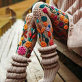 Vintage Floral And Leaf Cozy Knit Leggings