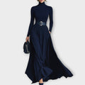 Elegant High-Neck Flowing Maxi Dress
