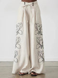 Vintage Pastoral Printed Wide-Leg Pants