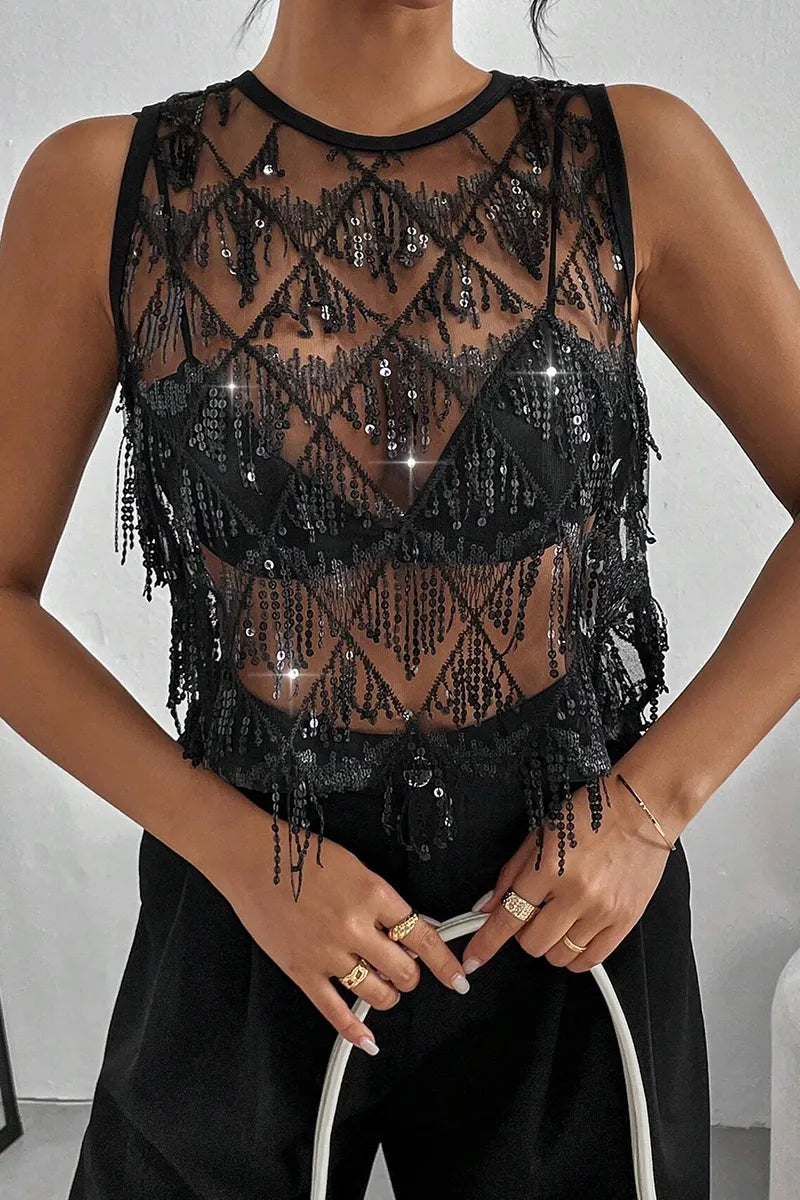 Women's Casual Fringed  Vest Top