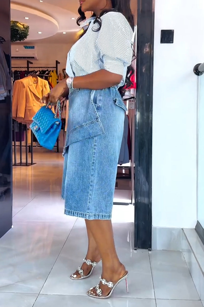 Women's Casual Convertible Detachable Paneled Denim Shorts