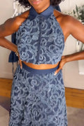 Women's Fashion 3D-Embroidered Denim Vest or Skirt
