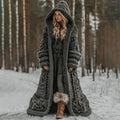 Women's Viking Celtic Knot Jacquard Art Hooded Knit Cardigan