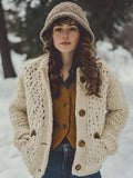 Vintage Island Jacquard Buttons Sweater Cardigan
