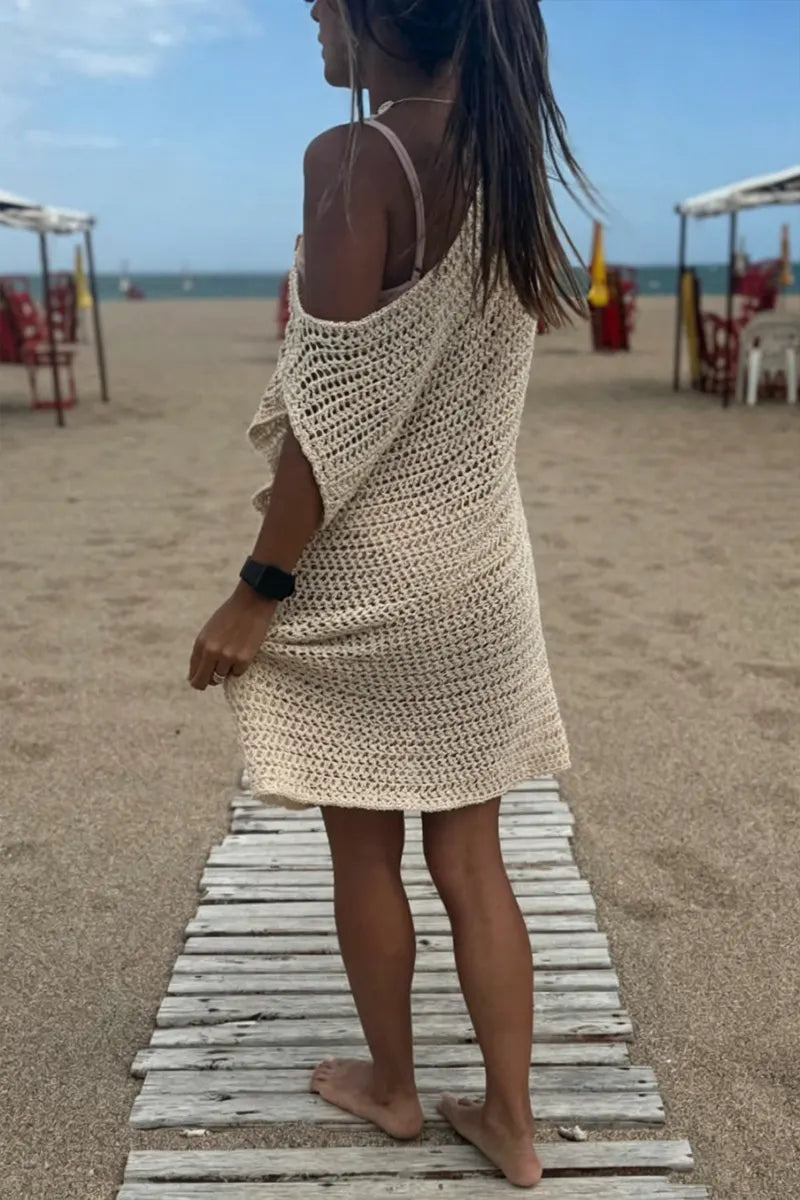 Women's Loose-Fit Crochet Knit Tunic Top for Swimwear Cover-Up