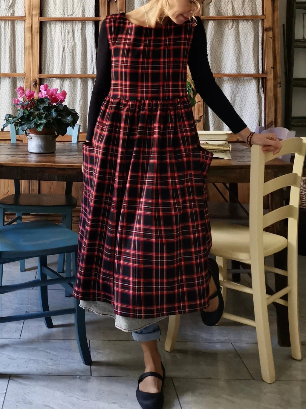 Red & Black Check Apron