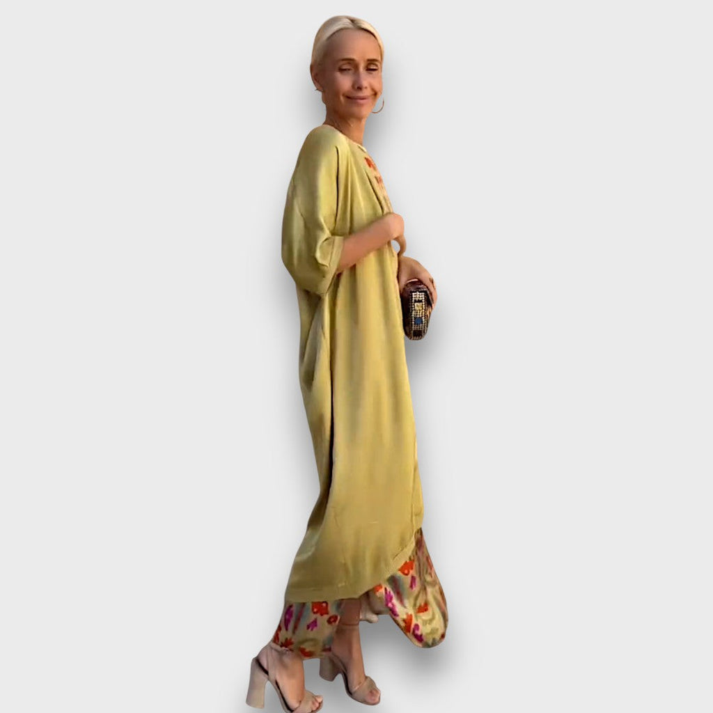 Long Floral Dress with Airy Jacket