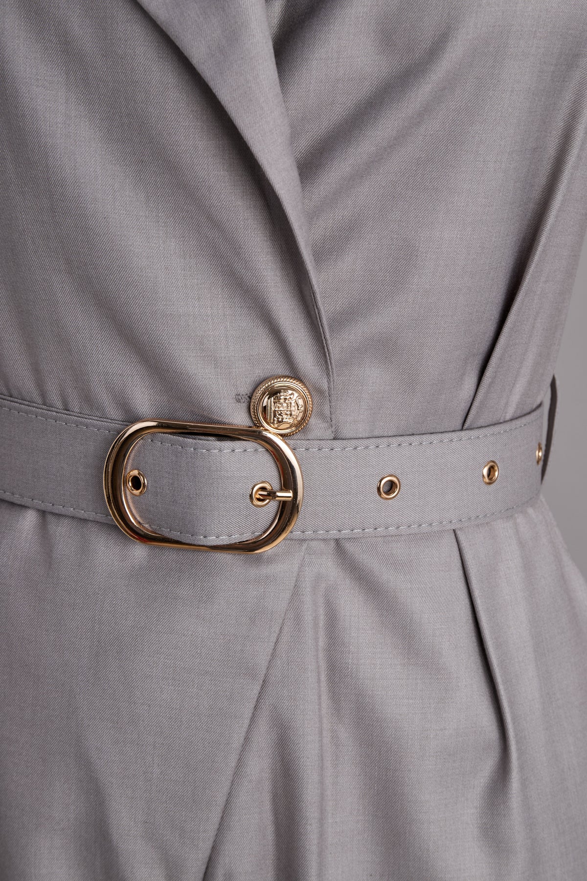 Sophisticated Plain Belted Sleeveless Romper