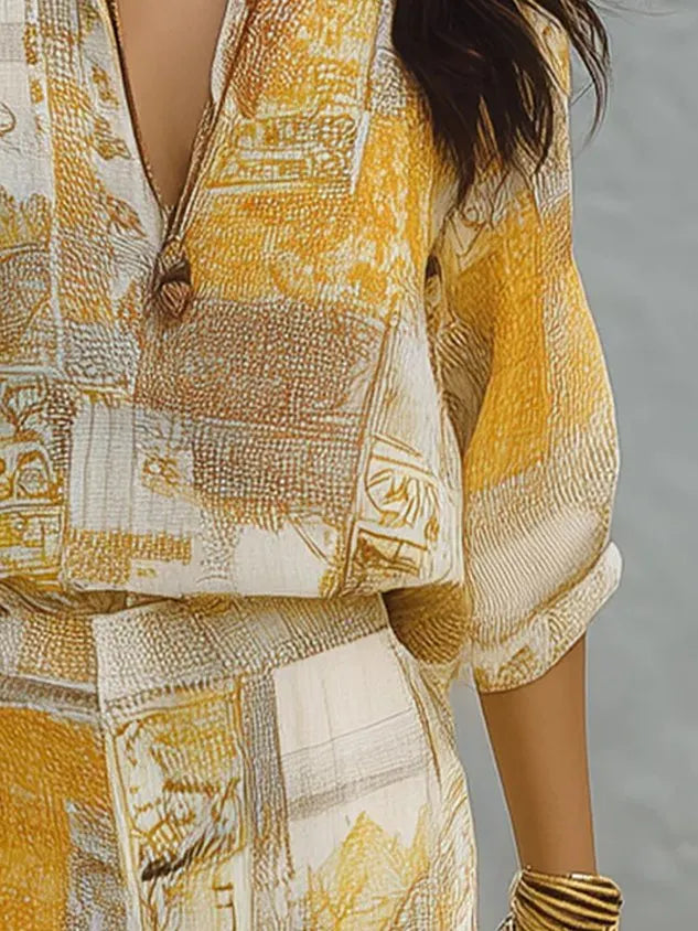 Casual Random Print Printing Shirt Collar Shirt