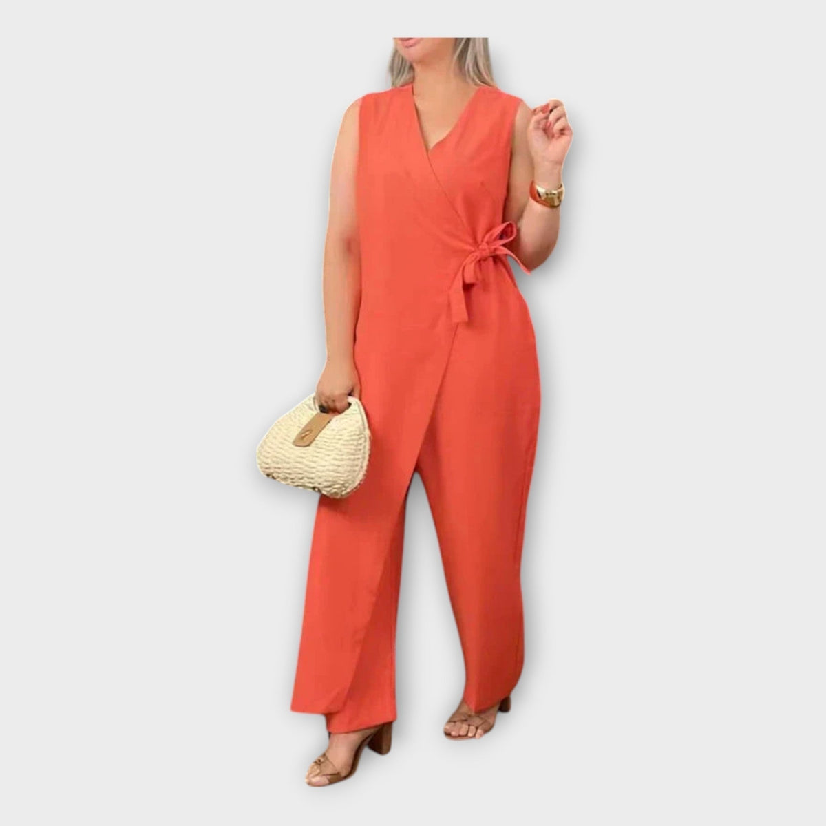 Full-Length Jumpsuit with Waist Tie
