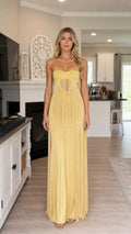 Strapless Fringe Cutout Maxi Dress