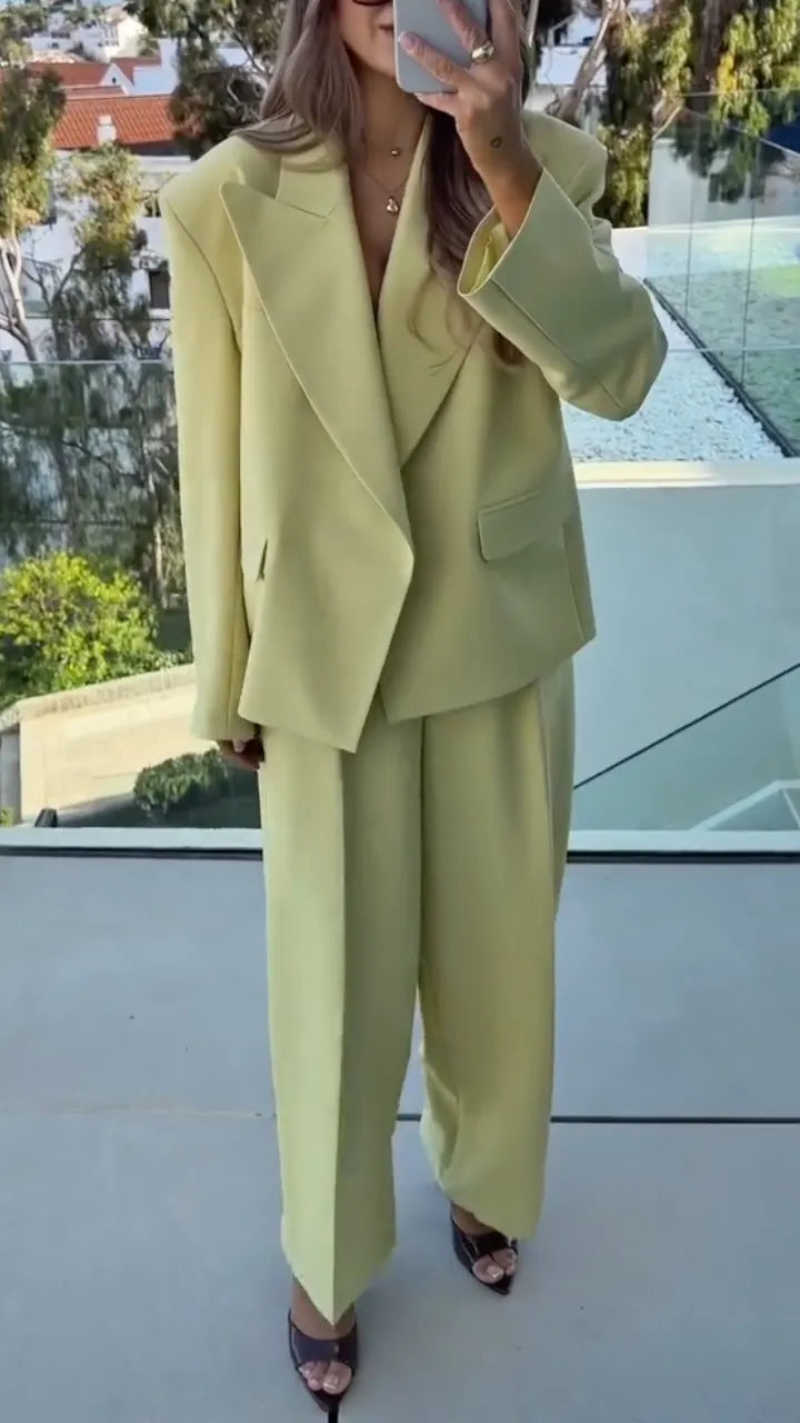 Women's Oversized Lapel Suit, Loose And Casual Set