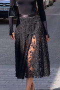 Women's Solid Color Lace Pattern Elegant Casual Half Skirt