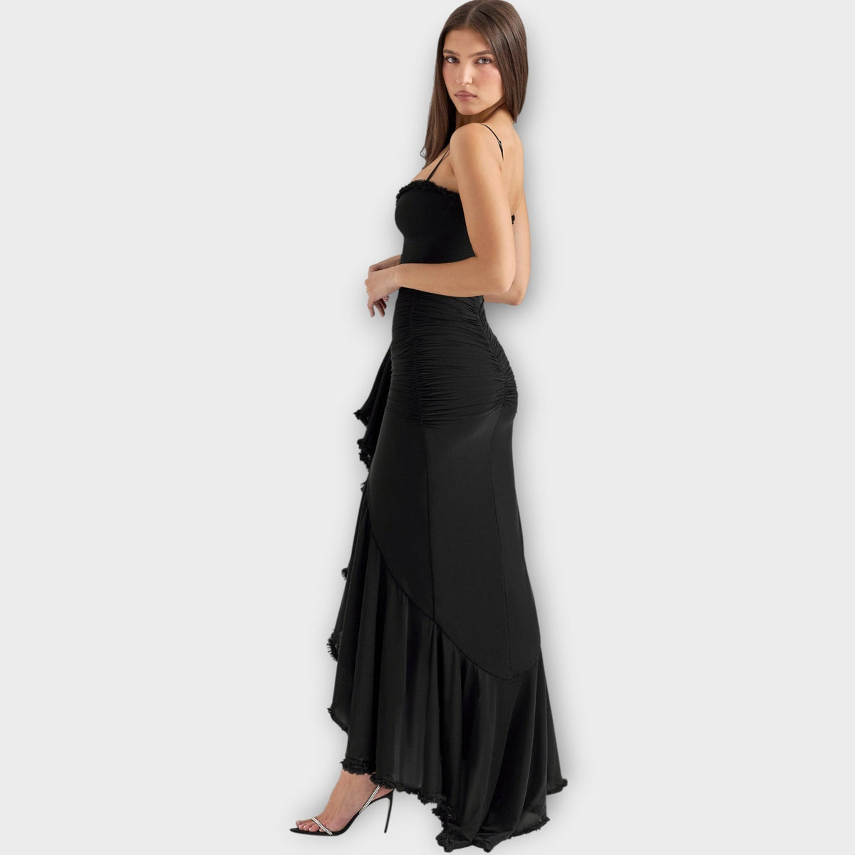 Elegant Ruffled Evening Gown