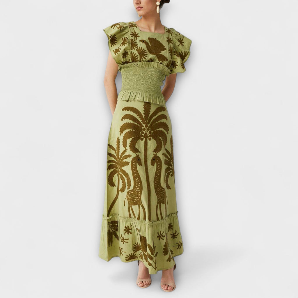 Stylish Tank Top with Palm and Tropical Bird Design