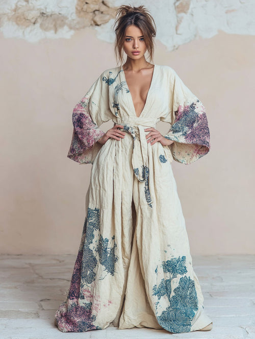 Women's Elegant Vintage Printed Robe