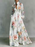 Women's Vintage print Elegant Romantic Vacation Maxi Dress