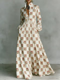 Women's Vintage print Elegant Romantic Vacation Maxi Dress