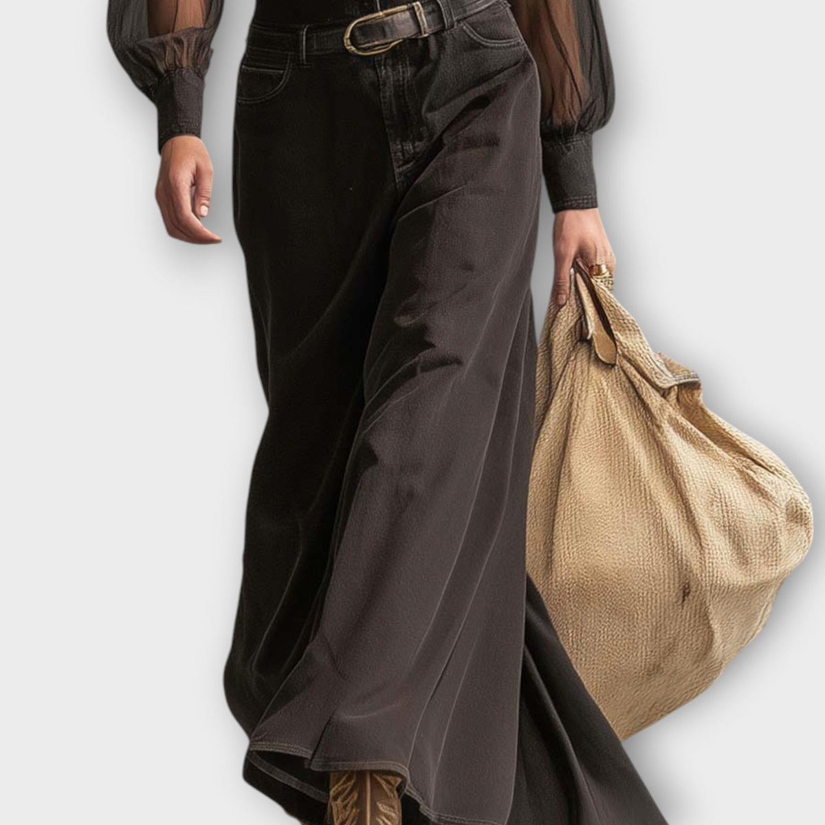 Vintage Western Denim Maxi Dress